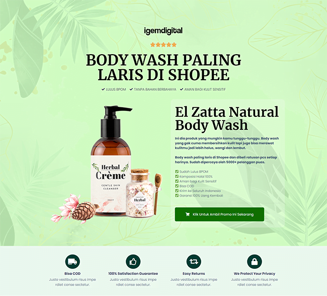 landing page produk kecantikan