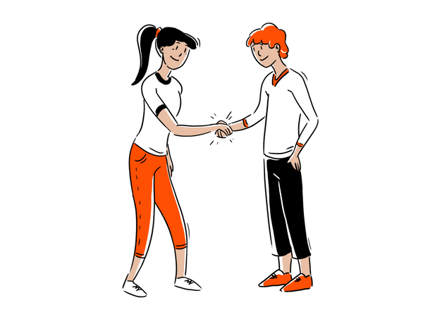 2 women shaking hands illustration